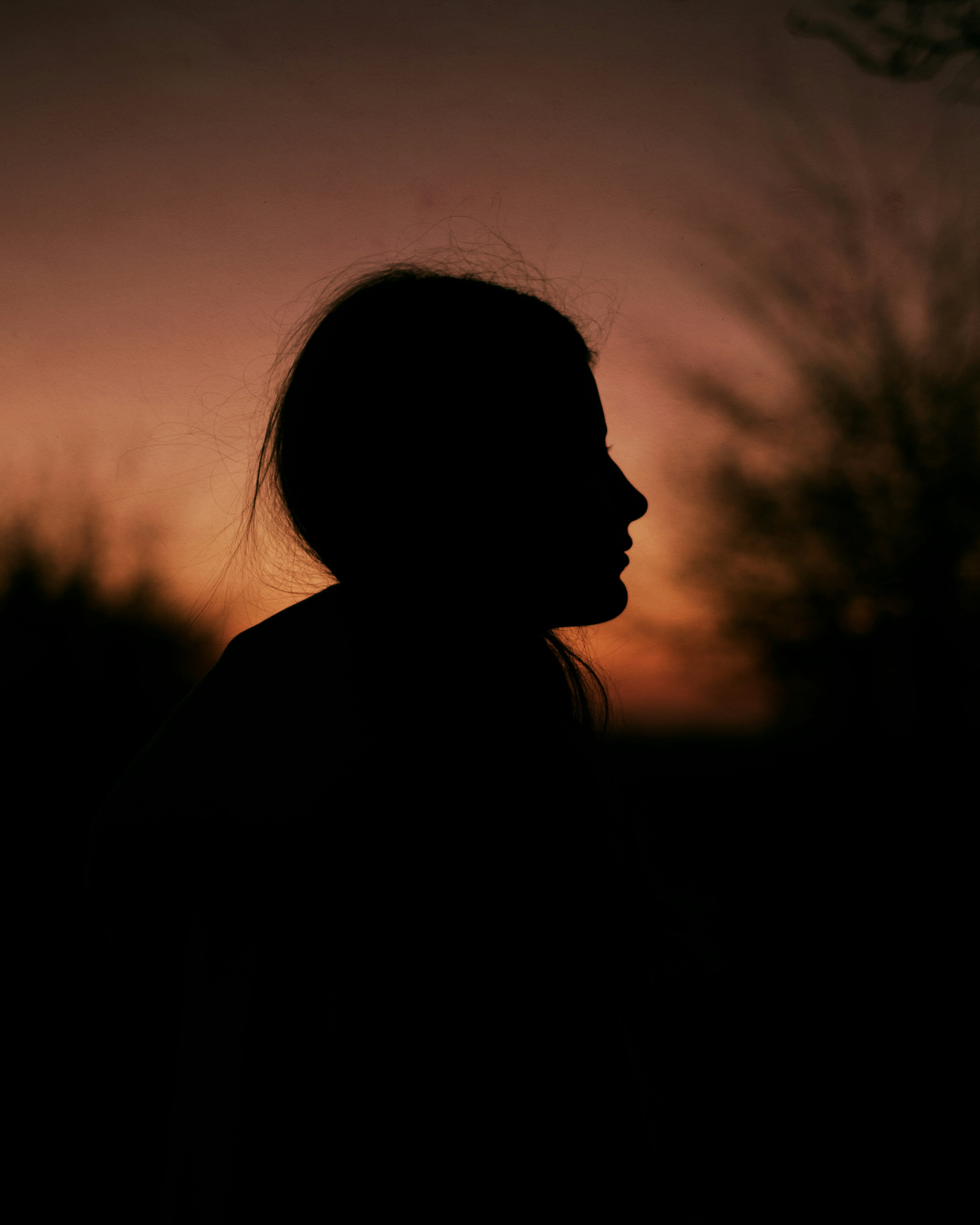 Silhoette of a young girl at sunset, by Alina Chernovolova
