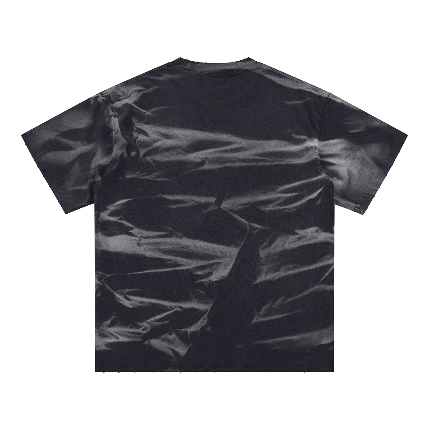 Irregular Stripe Frayed Monkey Washed T-Shirt - 250 GSM