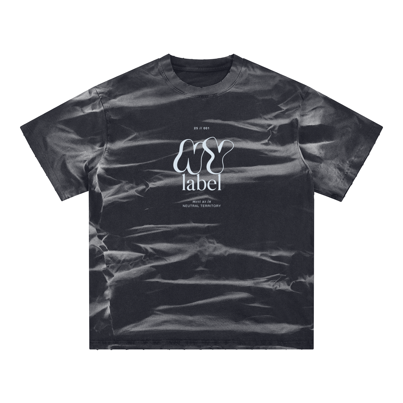 Irregular Stripe Frayed Monkey Washed T-Shirt - 250 GSM